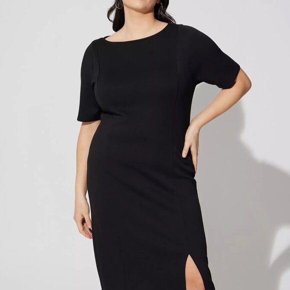torrid Midi Studio Deep Black Cupro Bodycon Dress 3X - Picture 4 of 11